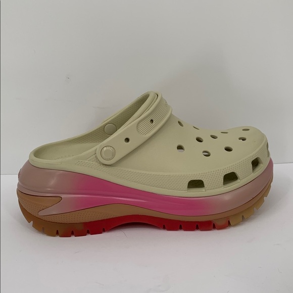 CROCS Mega Crush colordip clog shoe platform ombre pink tan slide wedge women 12 - Picture 1 of 7